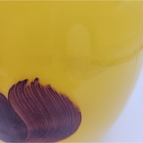 Bartlett Collins Yellow Handpainted Glass Cookie Jar MCM Handpainted VTG 9.5 in - Picture 7 of 16